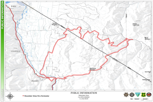 Detailierte Wanderkarte mit einem Vorschlag für eine Route zu einem Gipfel, einschließlich Wegbeschreibung, Landmarken und informativem Text mit Logos.