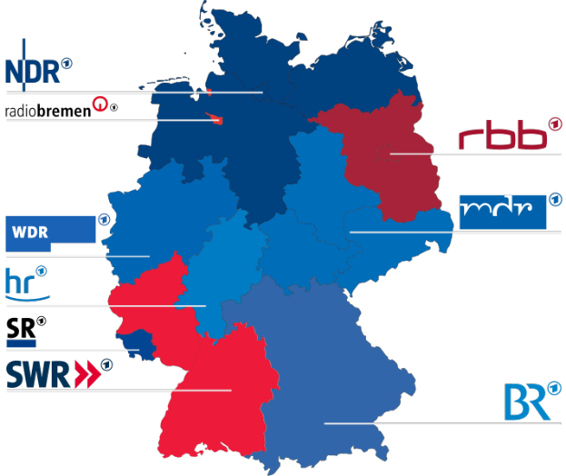 Eine Deutschlandkarte mit in rot und blau hervorgehobenen Bundesländern, die die Ergebnisse der Wahl von 2016 zeigen, mit Textdetails zu den Kandidaten und dem Wahldatum.