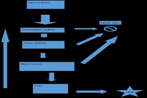 Flussdiagramm, das einen Geschäftsprozess mit interconnected Schritten zeigt, wobei jeder Schritt unten durch Text erklärt wird.