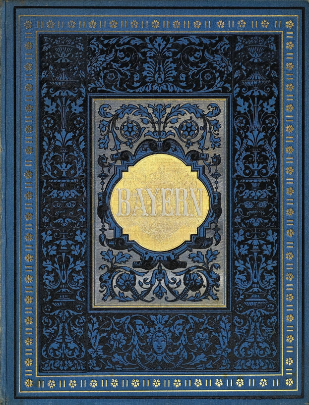 Ein blau-goldenes Buch mit der Aufschrift 'Bayern' auf seinem kunstvoll gestalteten Cover.