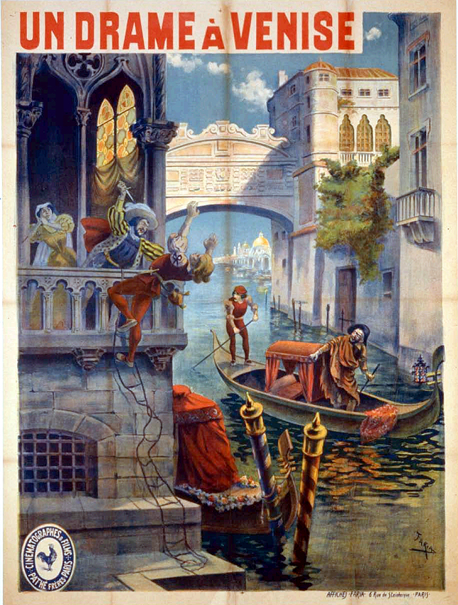 Ein Filmplakat, das Menschen in einem Boot auf dem Wasser zeigt, mit Gebäuden, Bäumen und einer Brücke im Hintergrund, und ein Text, der den Film beschreibt.