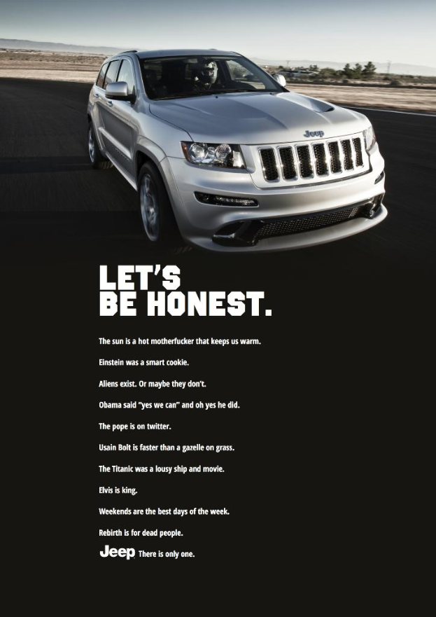 Ein Auto mit darunter liegendem Text, einschließlich Zitaten, in einem bearbeiteten Bild.