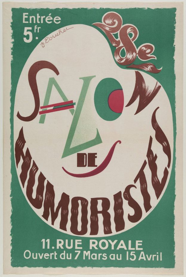 Plakat, das eine Humor-Salon-Veranstaltung in Paris, Frankreich, ankündigt.