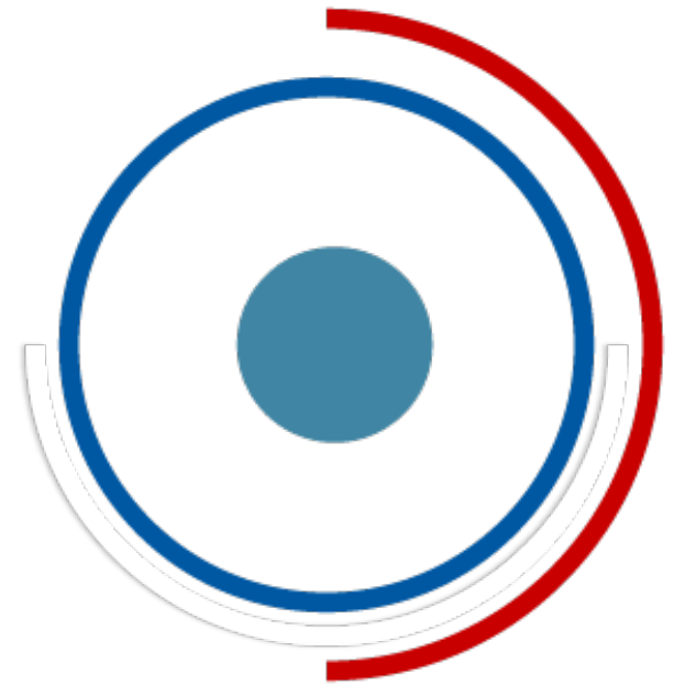 Das Logo der Vereinten Nationen zeigt einen blauen Kreis, der von einem roten und weißen Kreis umgeben ist, auf einem weißen Hintergrund.