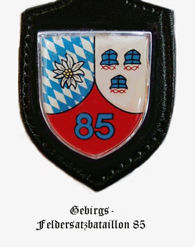 Logo von FC Bayern München, das die Zahl 85 und deutschen Text unten zeigt.