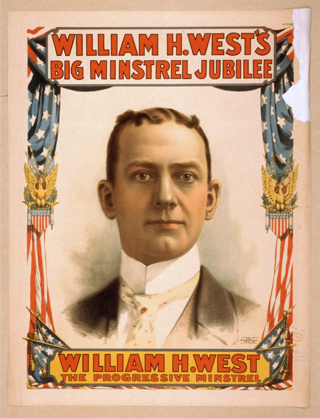 Ein Plakat mit einem Porträt von William H. West, Präsident der Vereinigten Staaten, mit Text zu seinen Errungenschaften.