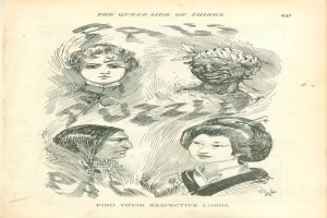 Ein Buchumschlag mit der Aufschrift "Die queere Seite der Dinge" mit vier illustrierten Frauenköpfen.